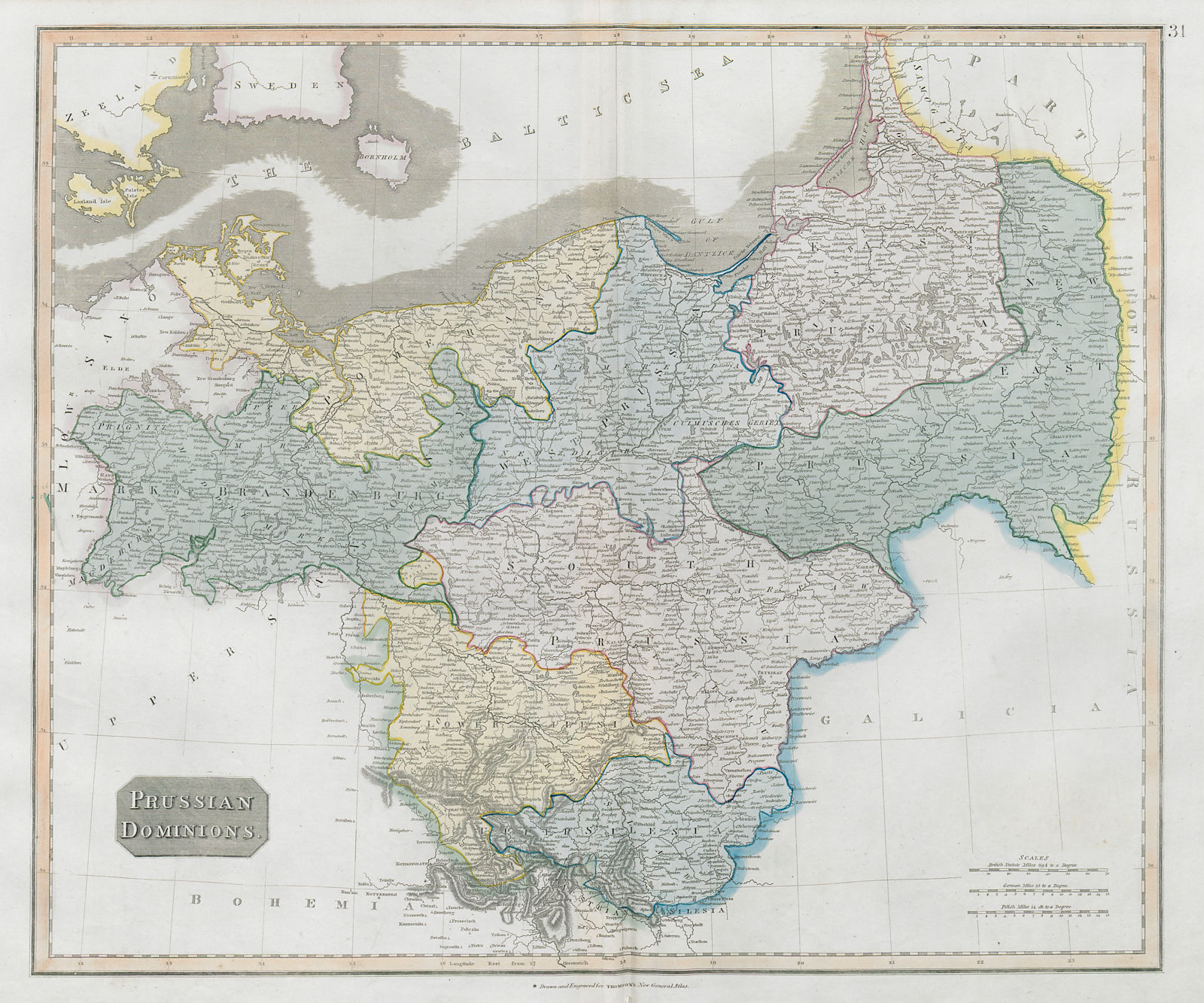 "Prussian dominions". Poland Brandenburg Silesia Pomerania. THOMSON 1830 map