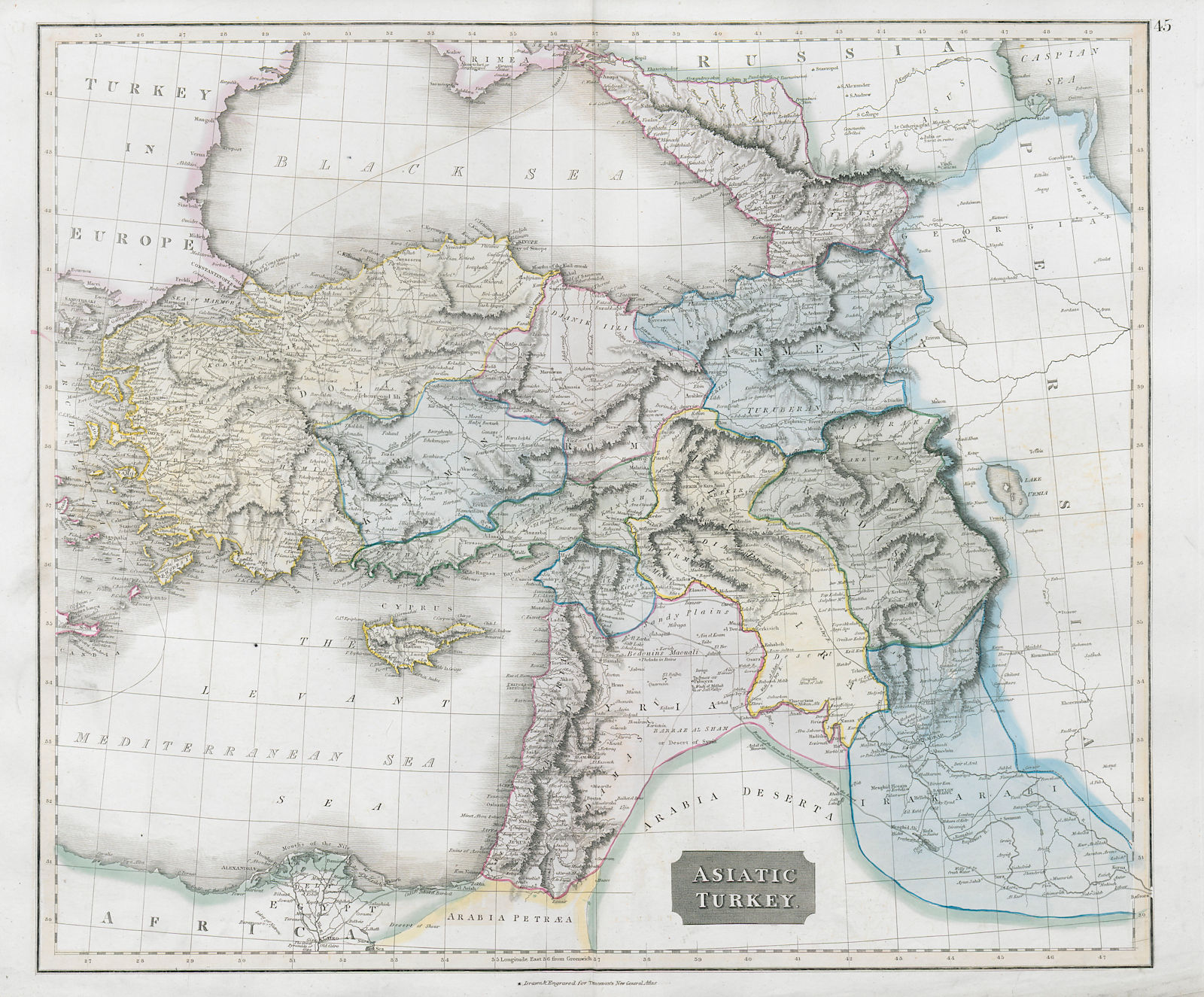 "Asiatic Turkey". Anatolia Levant Kurdistan Armenia Cyprus. THOMSON 1830 map