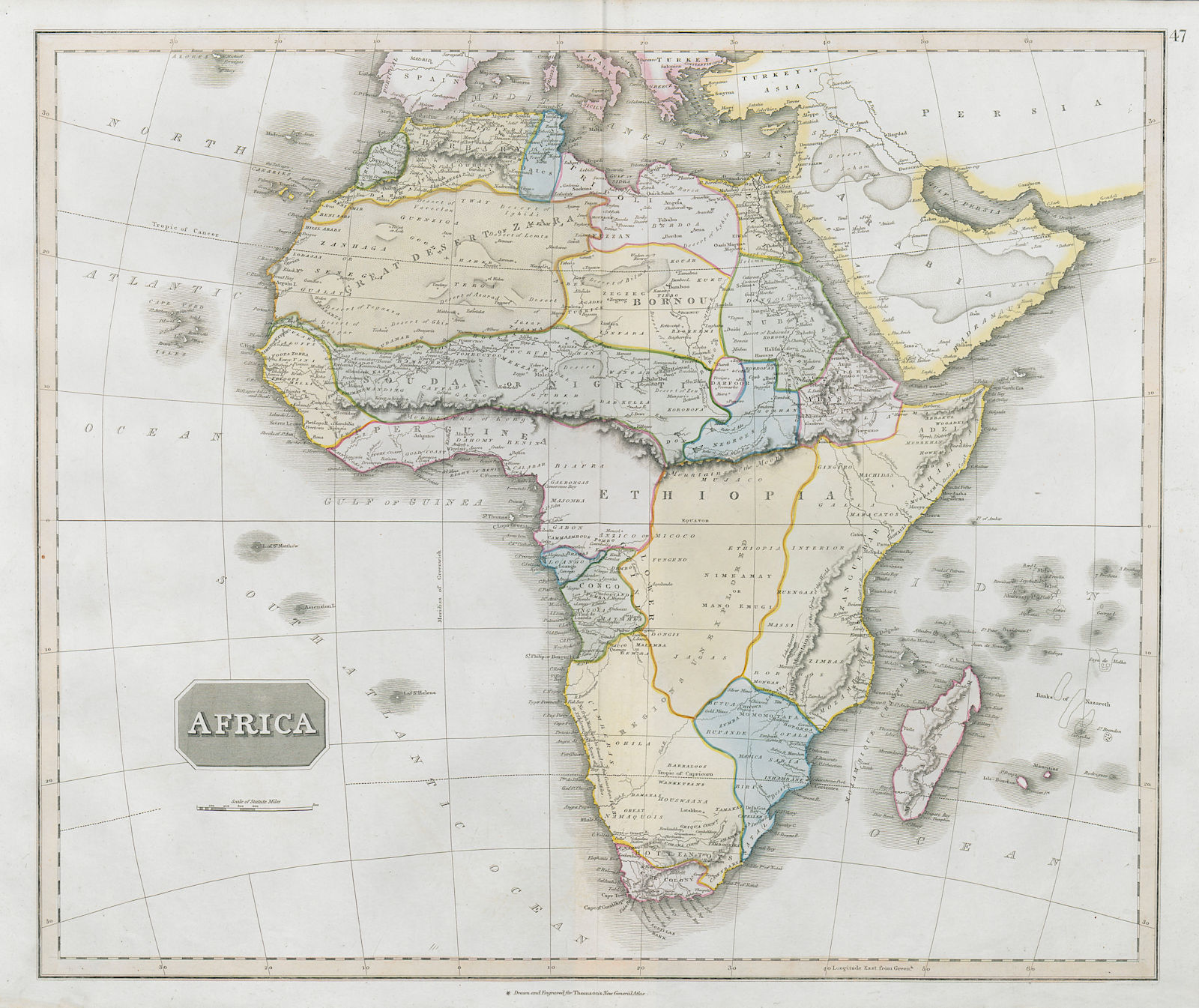 Pre-colonial Africa. Mountains of Kong/Moon. Regions unexplored THOMSON 1830 map
