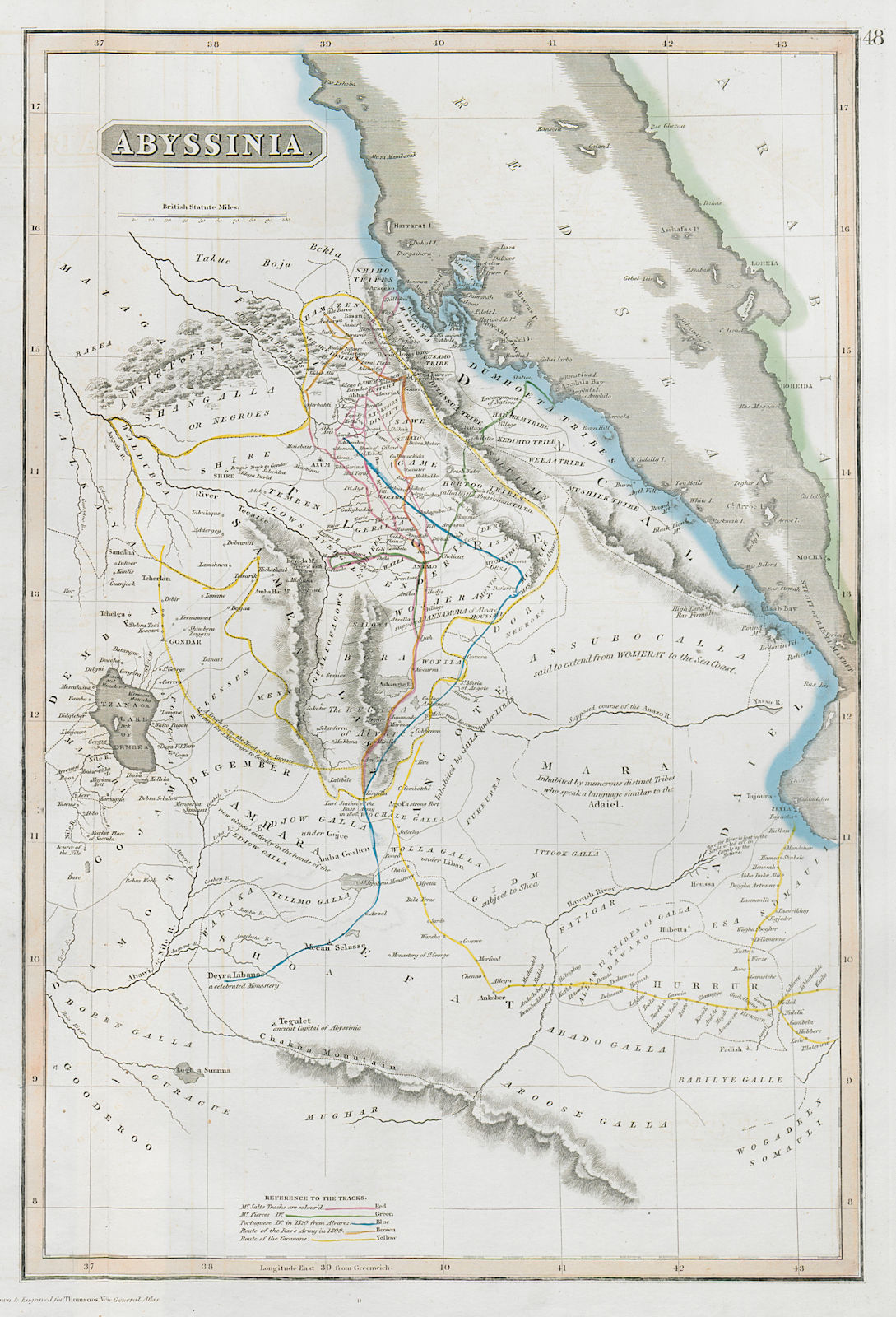 Associate Product Abyssinia. Ethiopia. Caravan/explorers' routes. Salt Pierce Ras THOMSON 1830 map