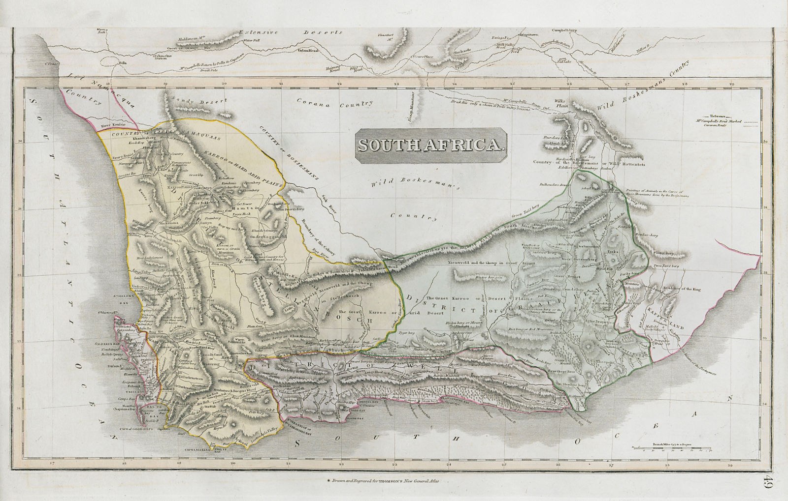 "South Africa" by John Thomson. Graaff Reynet Zwellingdam Stellenbosch 1830 map