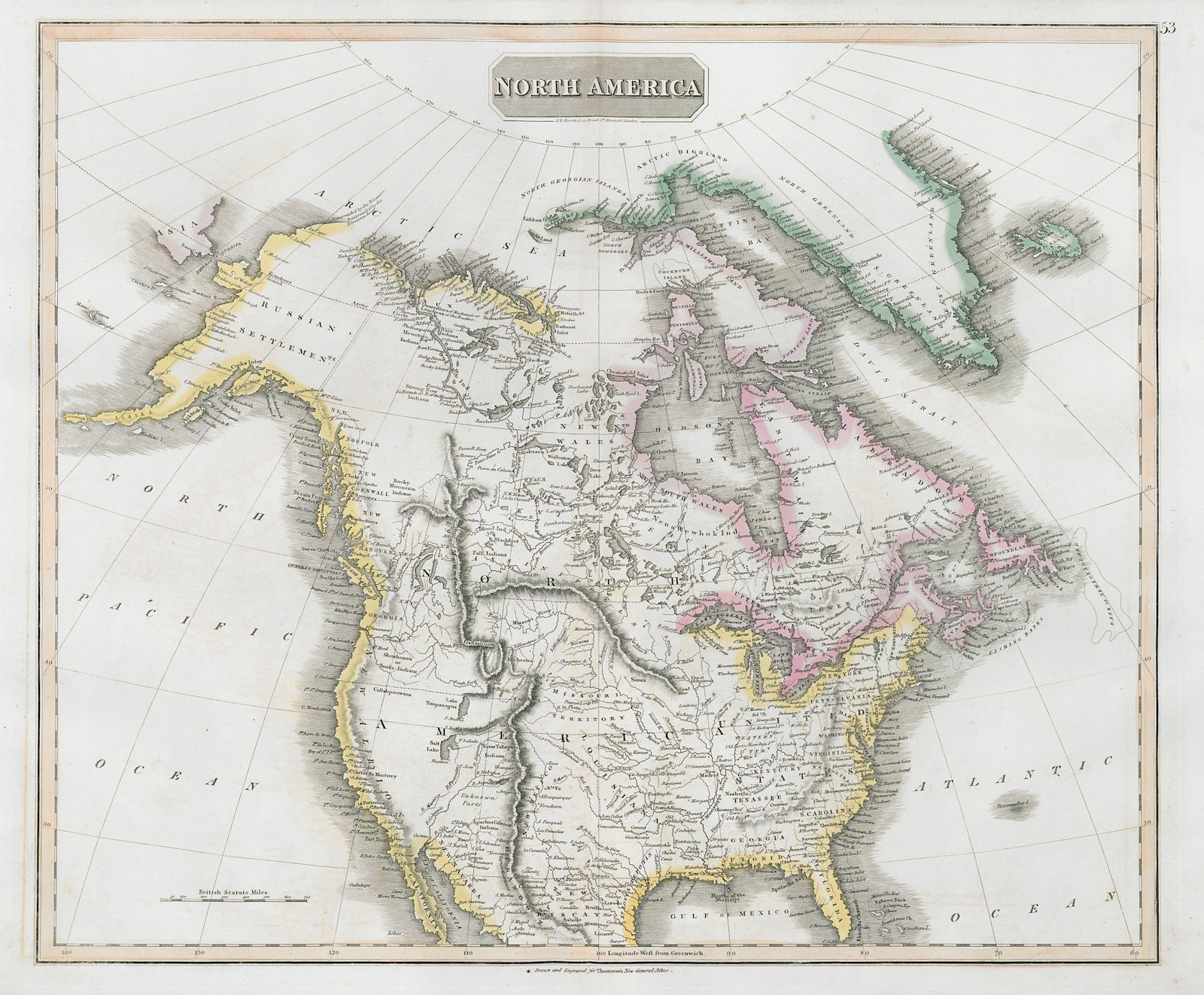 North America. Forts & trading posts. Assinipoel Mountains. THOMSON 1830 map
