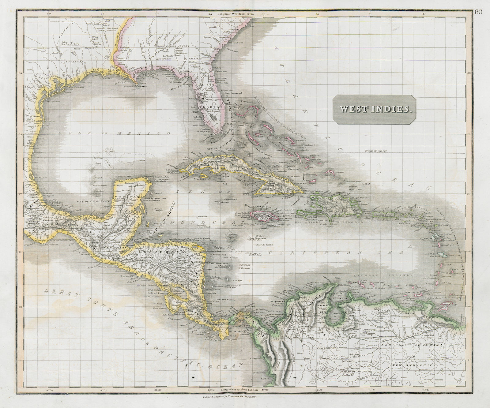 Associate Product West Indies. Caribbean islands Antilles Gulf of Mexico Florida. THOMSON 1830 map