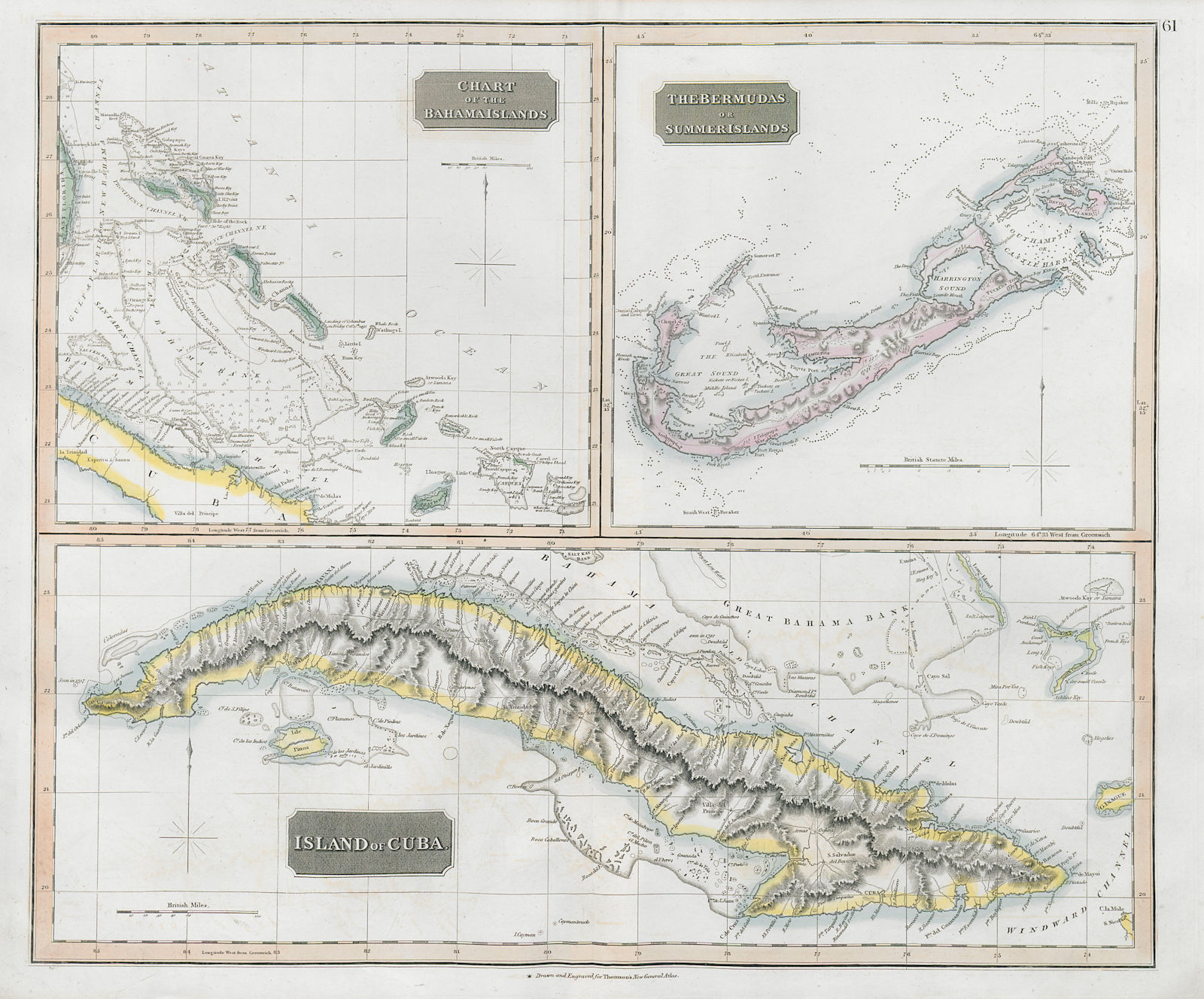 Associate Product Cuba, the Bahamas & Bermuda "or Summer Islands". Turks & Caicos THOMSON 1830 map