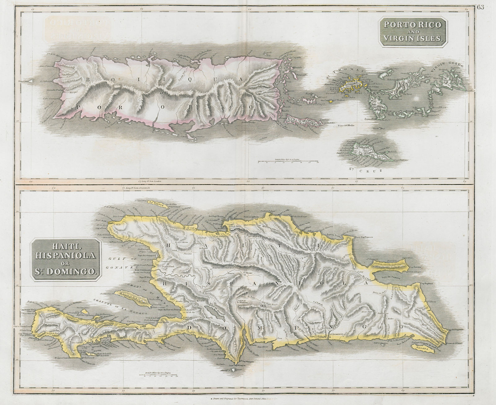 Puerto Rico & Virgin Islands. Haiti, Hispaniola or St. Domingo. THOMSON 1830 map