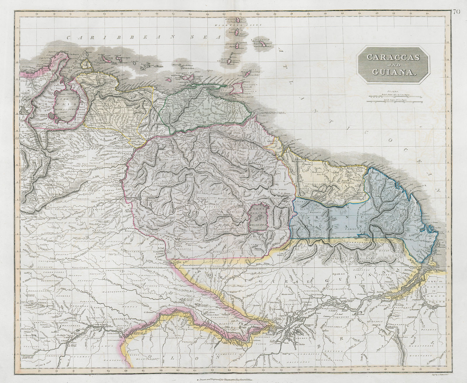 Caraccas & Guiana. French, Dutch & Spanish Guyana. Venezuela. THOMSON 1830 map