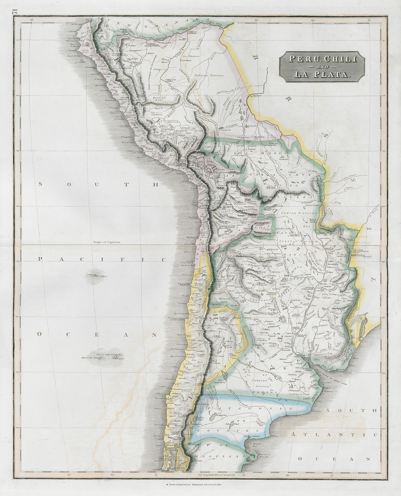 "Peru, Chili & La Plata" Viceroyalty. Argentina Chile Bolivia. THOMSON 1830 map