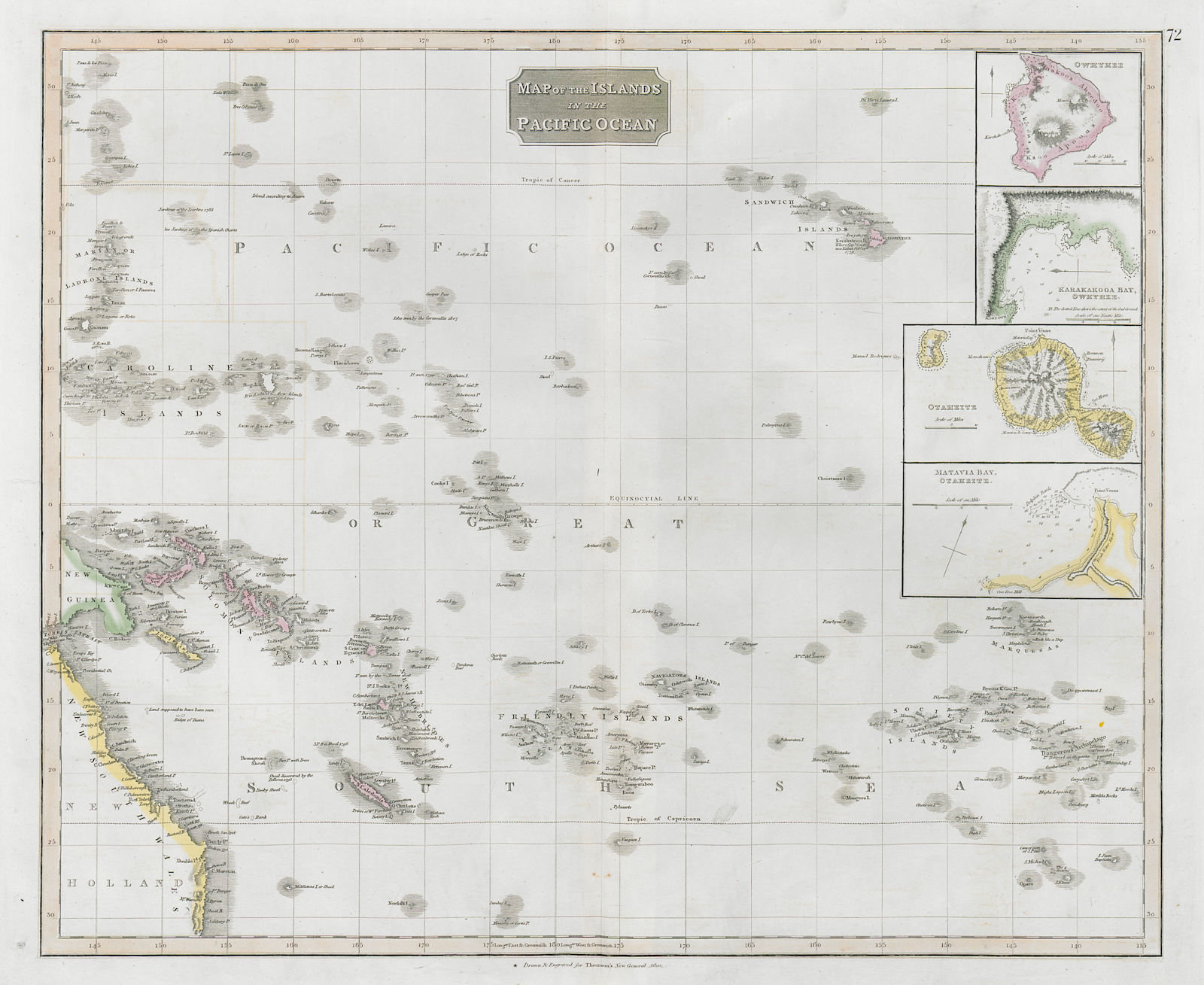 Associate Product Islands in the Pacific Ocean. Hawaii. Phantom Jardines islands. THOMSON 1830 map