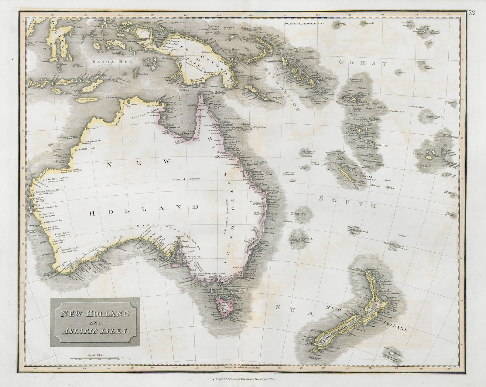"New Holland & Asiatic islands" Australia New Zealand Melanesia THOMSON 1830 map