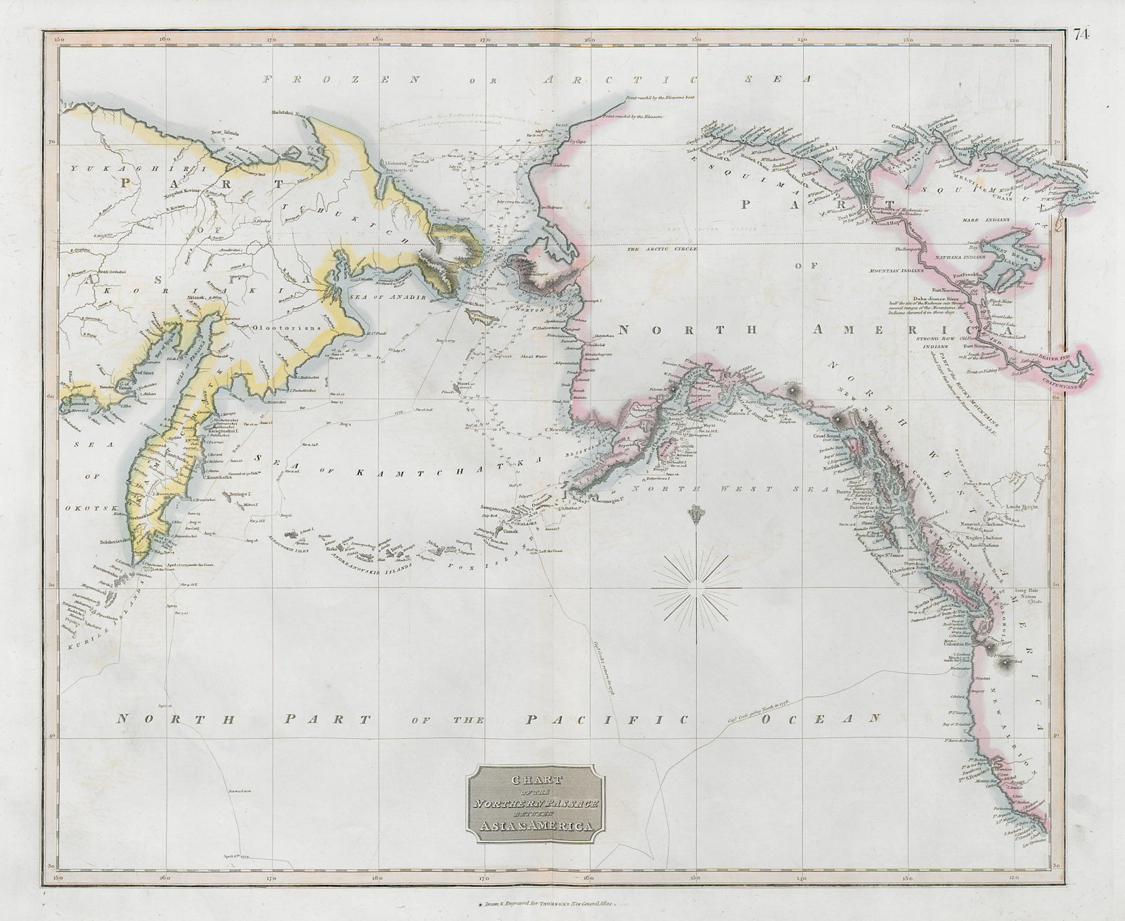 Chart of the northern passage between Asia & America. Pacific. THOMSON 1830 map