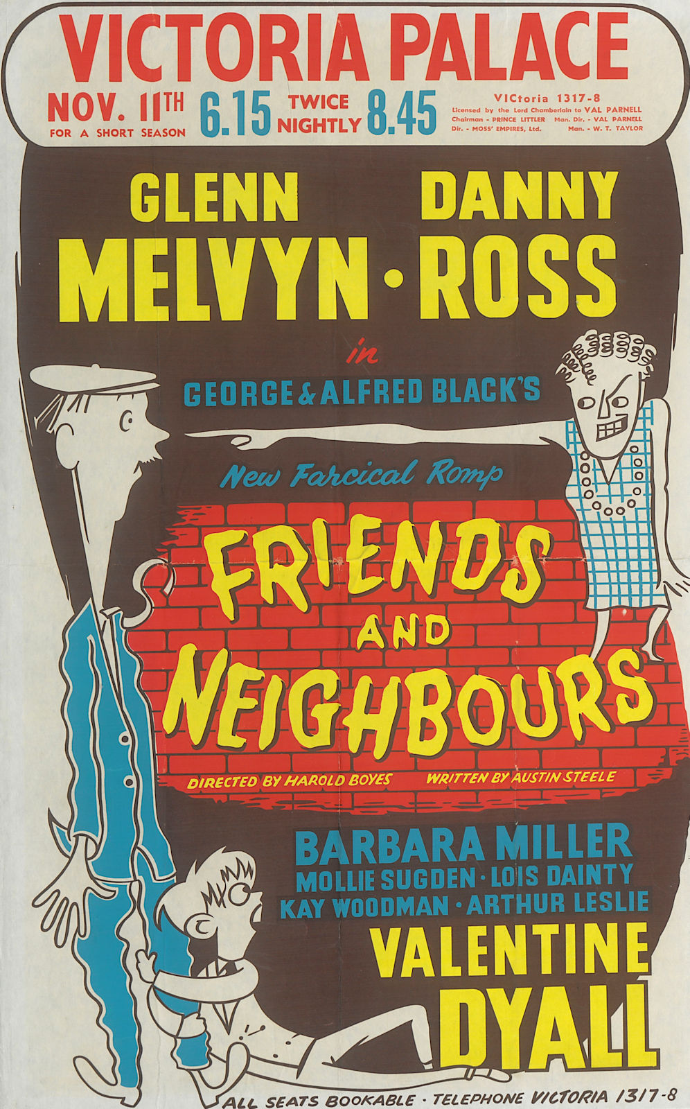 Victoria Palace Theatre. Friends & Neighbours. Austin Steele. Mollie Sugden 1958