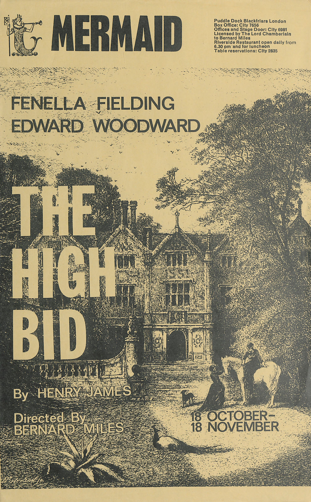 Associate Product Mermaid Theatre. The High Bid. Henry James. Fenella Fielding. Edw. Woodward 1967