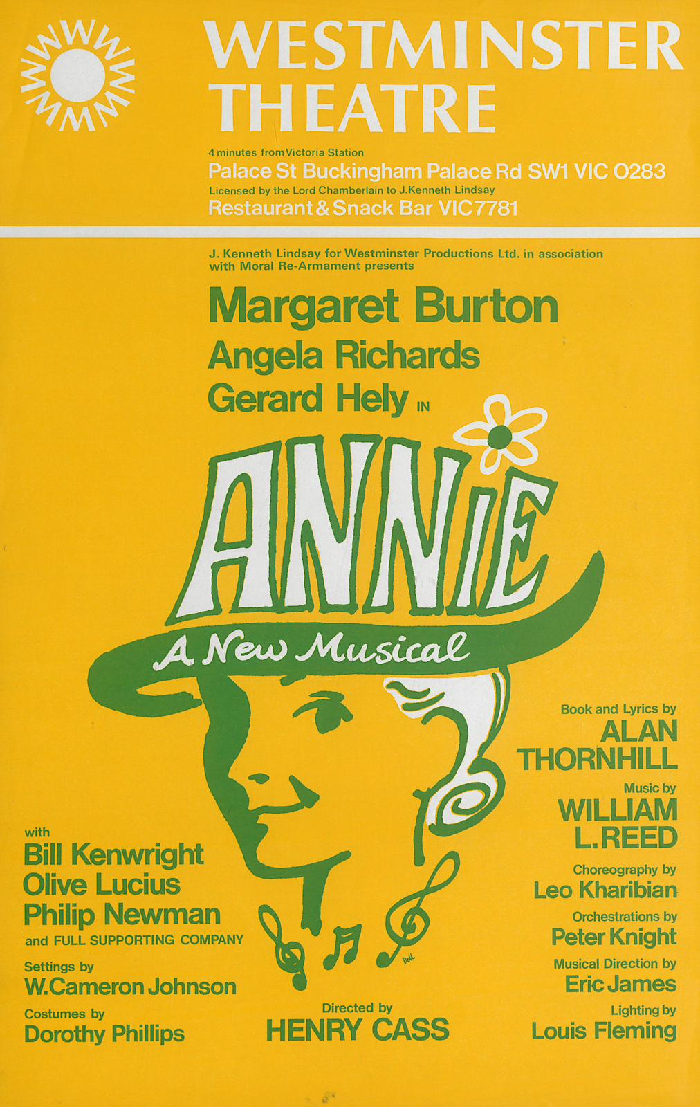 Associate Product Westminster Theatre. Annie Musical. Alan Thornhill. Burton Hely. Henry Cass 1967
