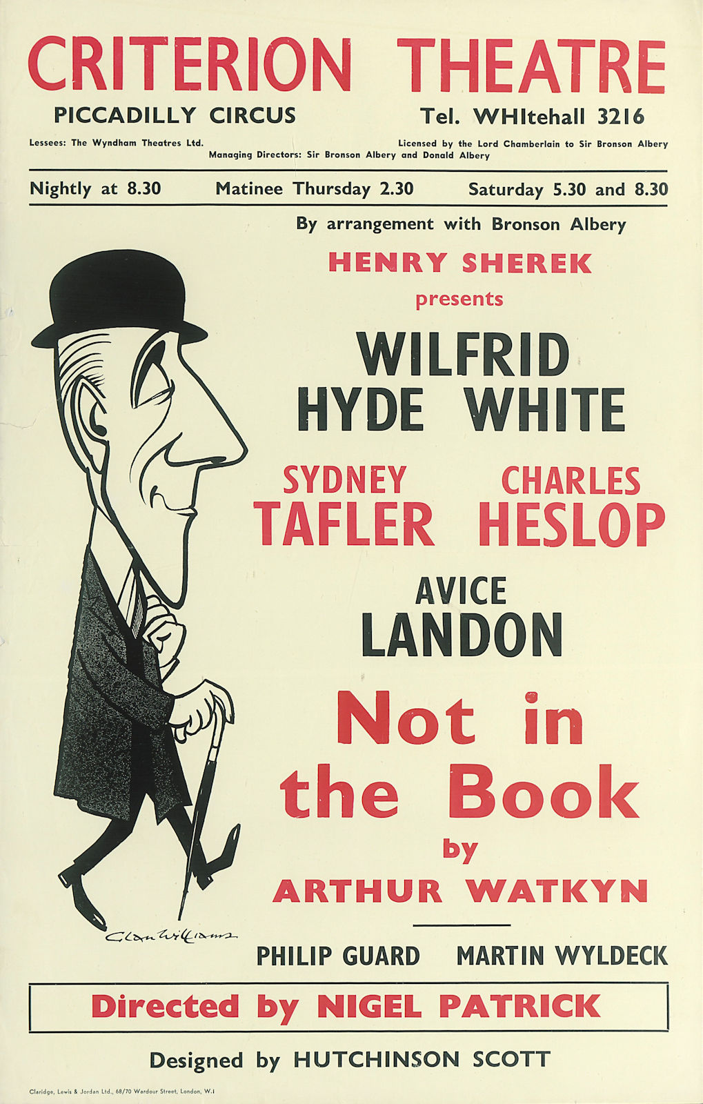 Associate Product Criterion Theatre. Not in the Book. Watkyn Wilfrid Hyde-White Sydney Tafler 1958