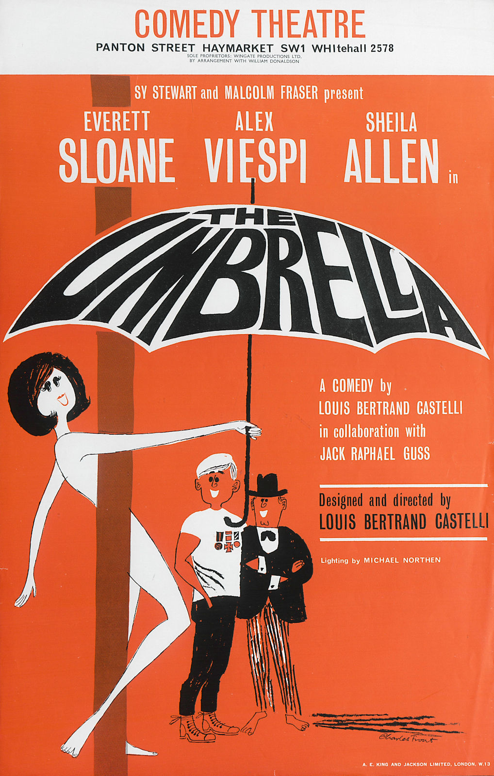 Comedy Theatre. The Umbrella. Bertrand Castelli Everett Sloane Sheila Allen 1963