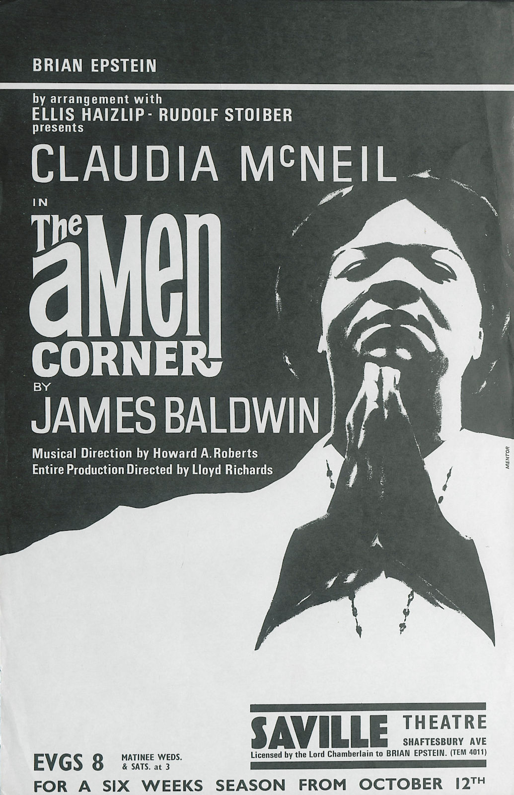 Saville Theatre. Amen Corner. Brian Epstein. James Baldwin. Claudia McNeil 1965