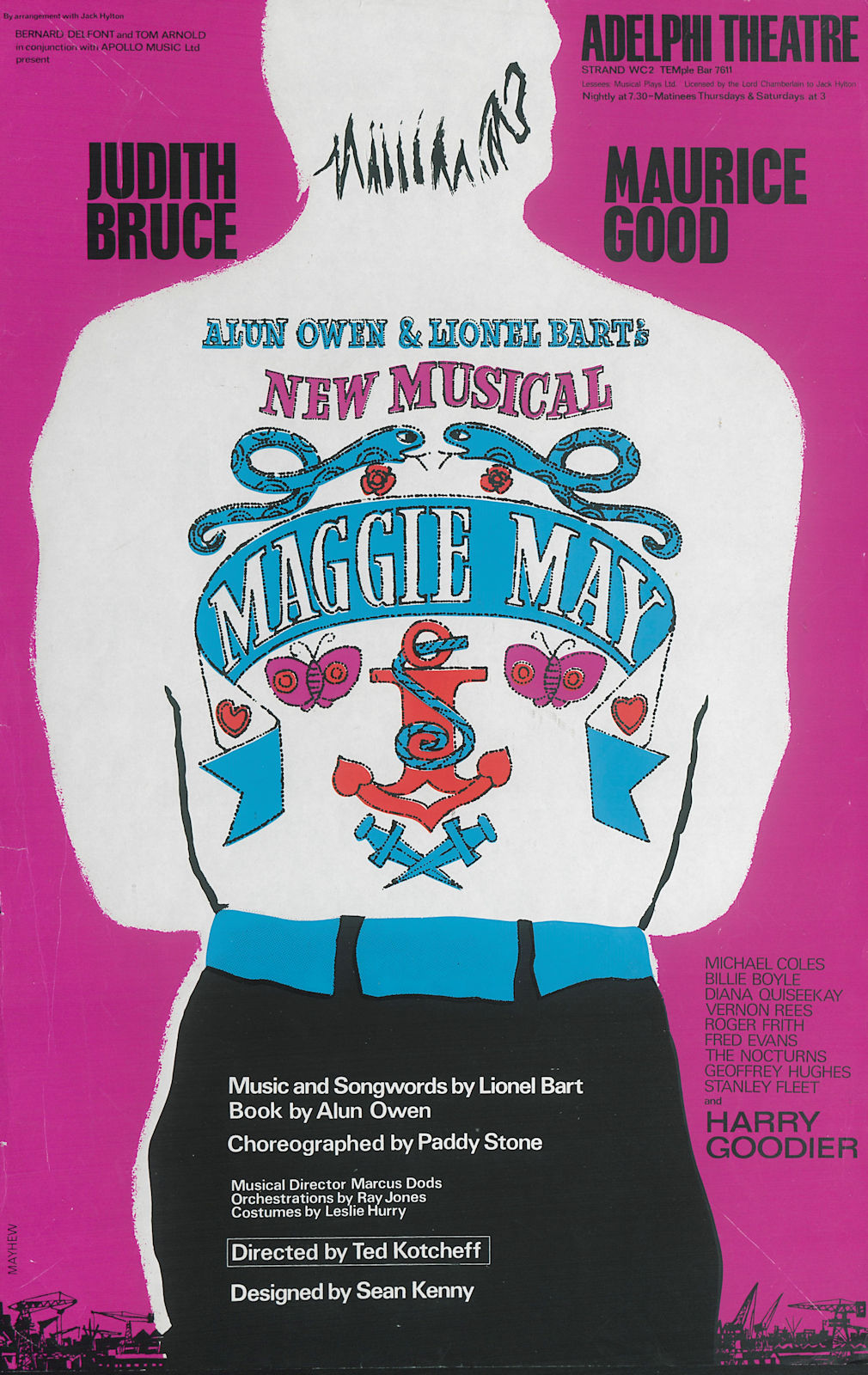 Adelphi Theatre. Maggie May musical. Lionel Bart. Judith Bruce Maurice Good 1964