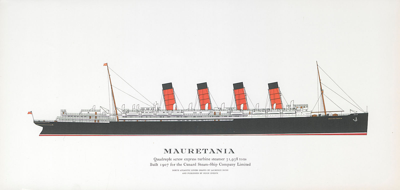 Associate Product Mauretania ocean liner 1907. Cunard. Swan Hunter. Southampton-Cobh-NYC 1961
