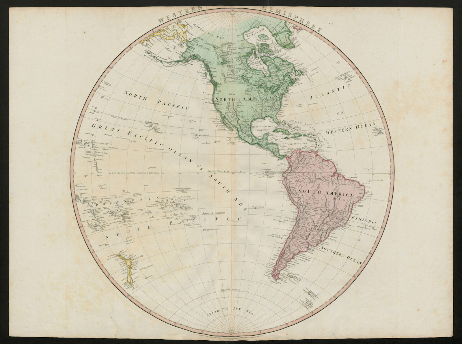 Associate Product Western Hemisphere. North & South Americas. New Albion. Owhyhee. FADEN 1802 map