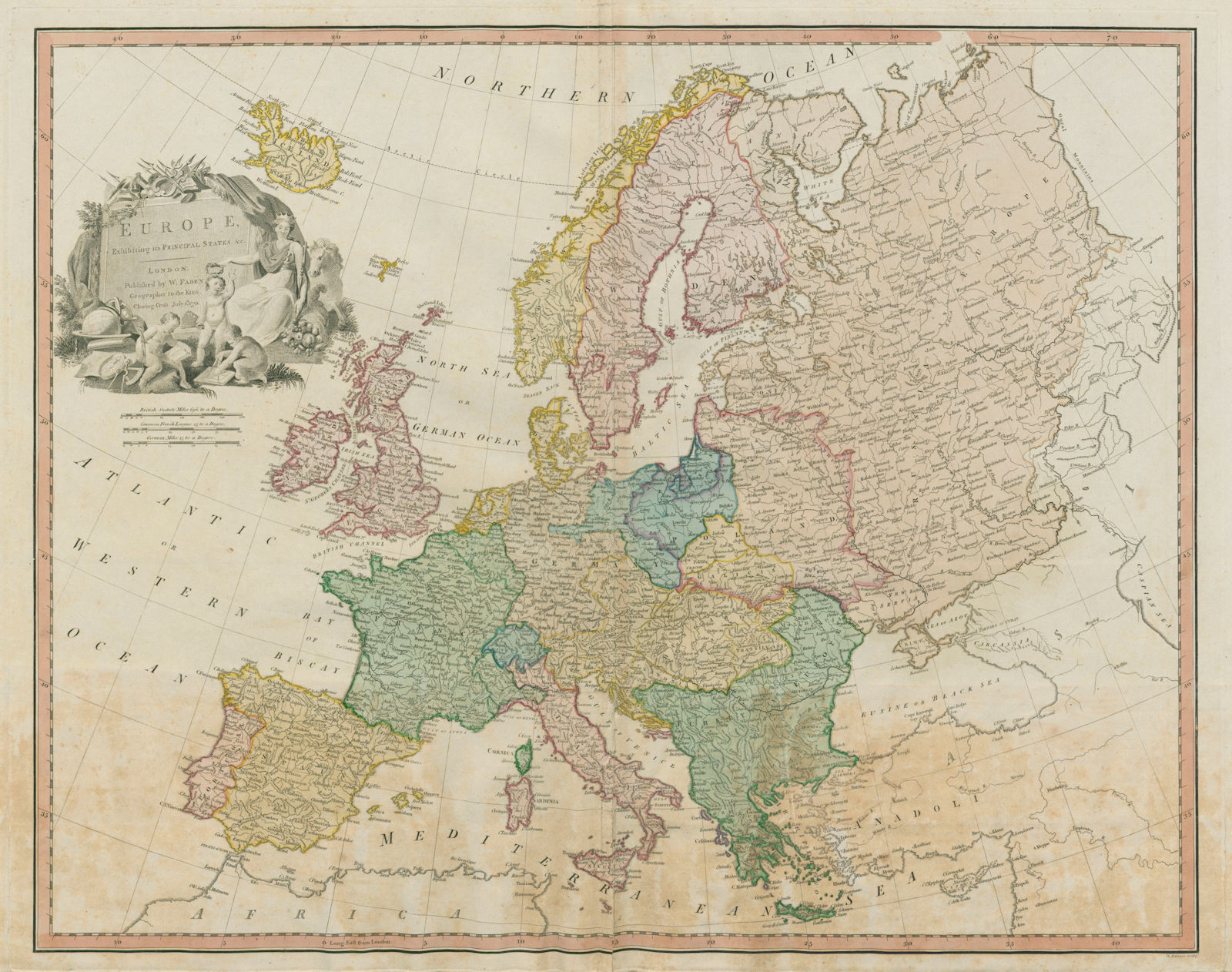 Associate Product Europe exhibiting its principal states &c. First French Empire. FADEN 1791 map