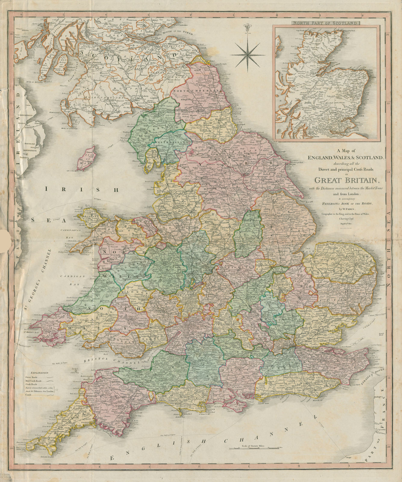 Associate Product A map of England, Wales & Scotland describing… the cross roads. FADEN 1801