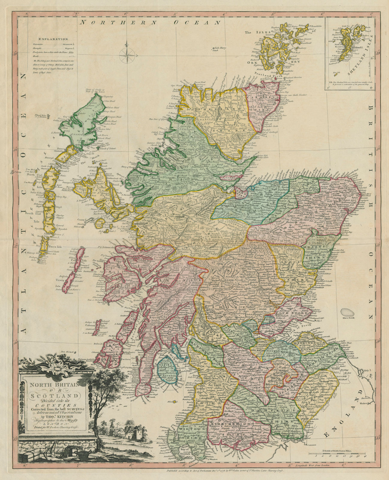 North Britain or Scotland divided into its counties… KITCHIN / FADEN 1778 map