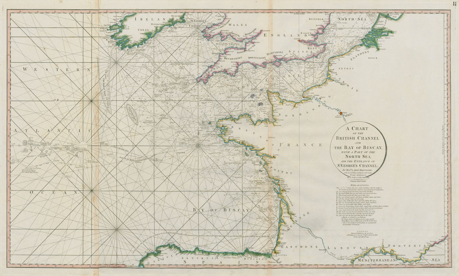Associate Product A chart of the British Channel & the Bay of Biscay… FADEN /DELAROCHETTE 1794 map