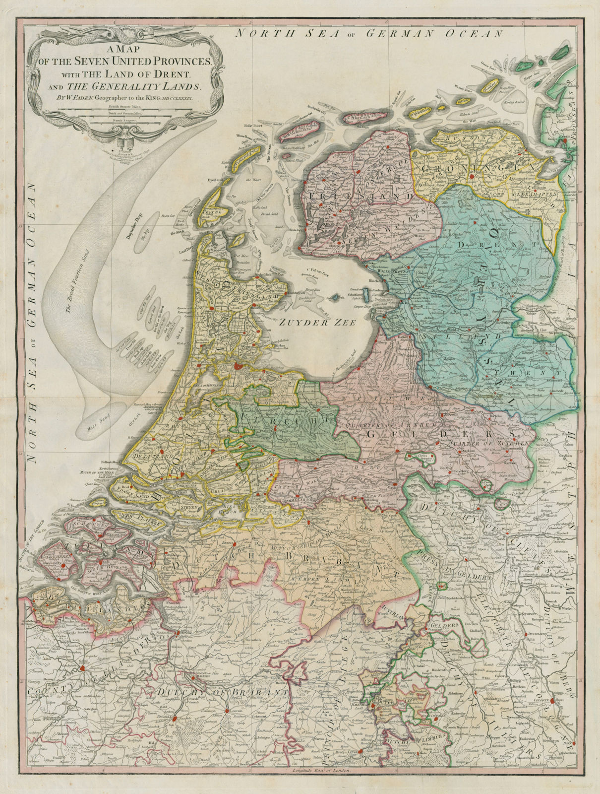 The Seven United Provinces with the Land of Drent… FADEN. Netherlands 1794 map
