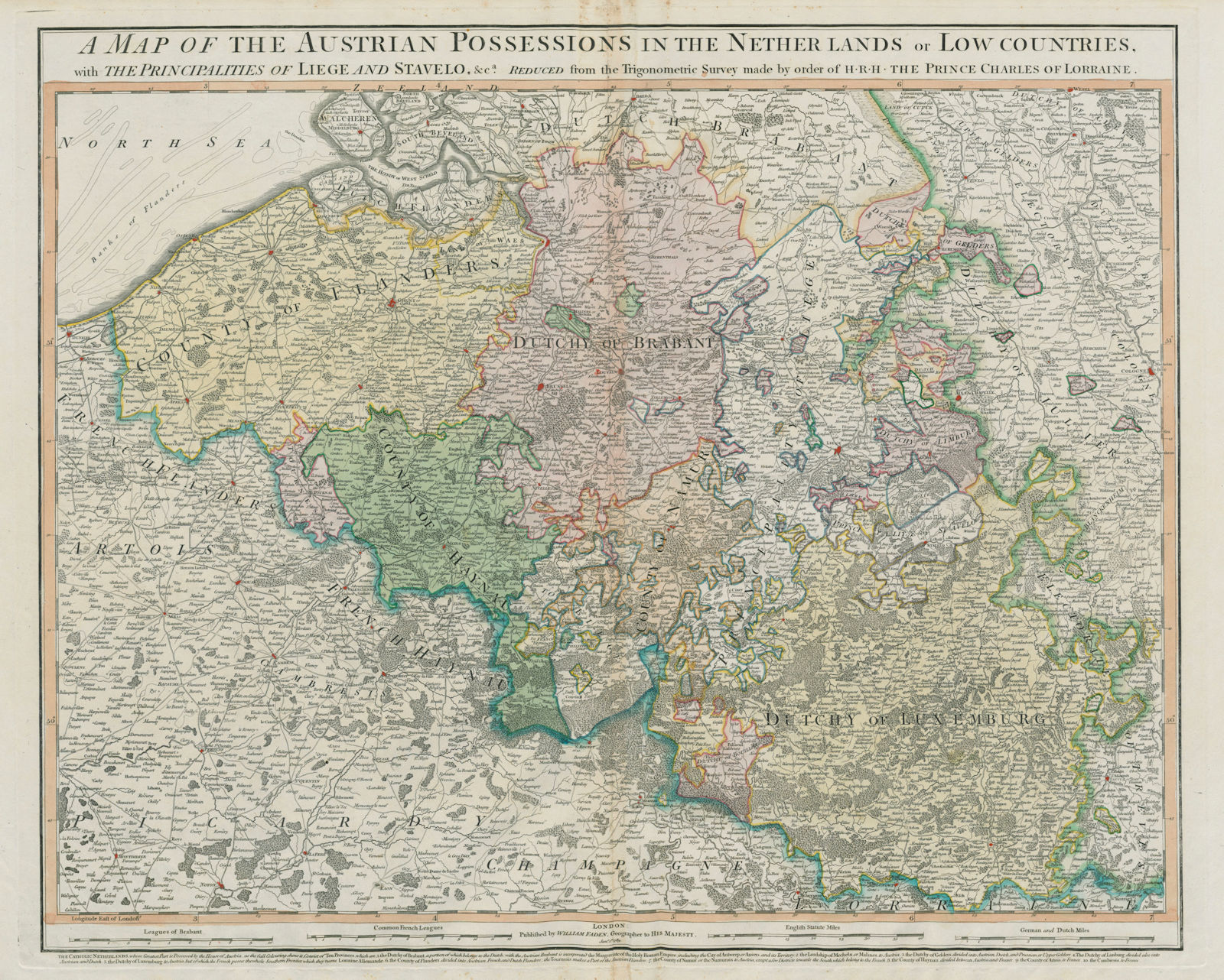Austrian Possessions in the Netherlands or Low Countries… FADEN Belgium 1789 map