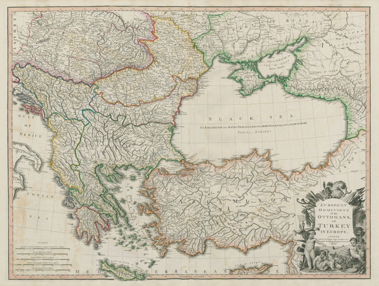 European Dominions of the Ottomans or Turkey in Europe. Balkans. FADEN 1795 map