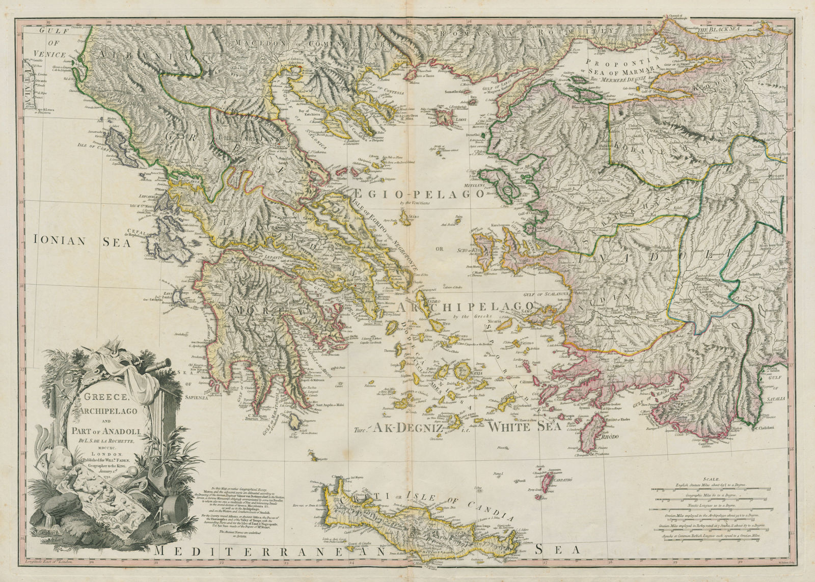 Greece, archipelago & part of Anadoli. Aegean Turkey DELAROCHETTE/FADEN 1791 map