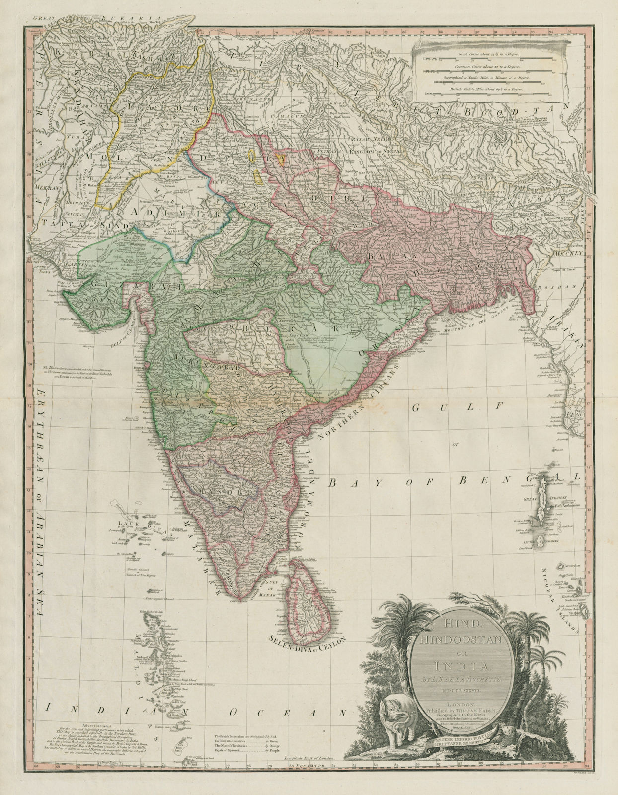 Hind, Hindoostan or India. Marratta Nizam Mysore British. DELAROCHETTE 1800 map