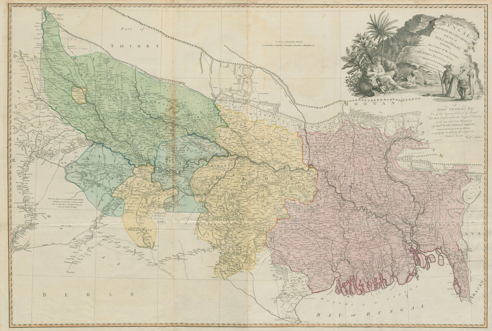 A map of Bengal, Bahar, Oude & Allahabad… RENNELL / FADEN. India Ganges 1786