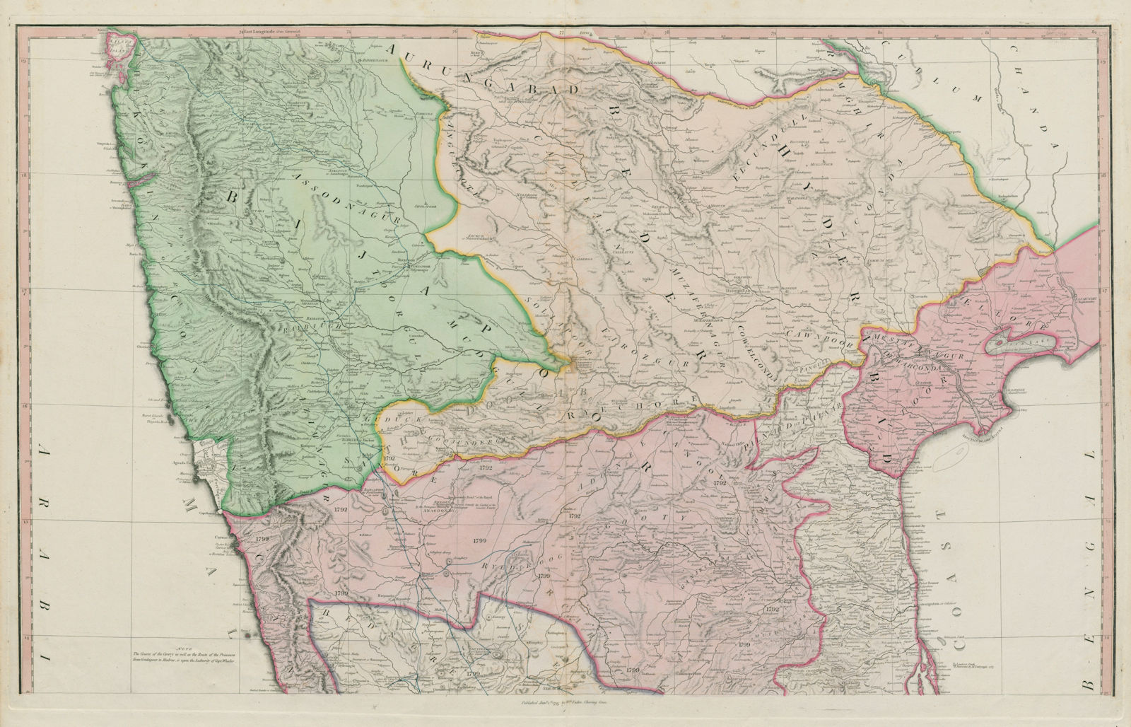 The Peninsula of India. North sheet. Marhatta Nizam British. FADEN 1800 map