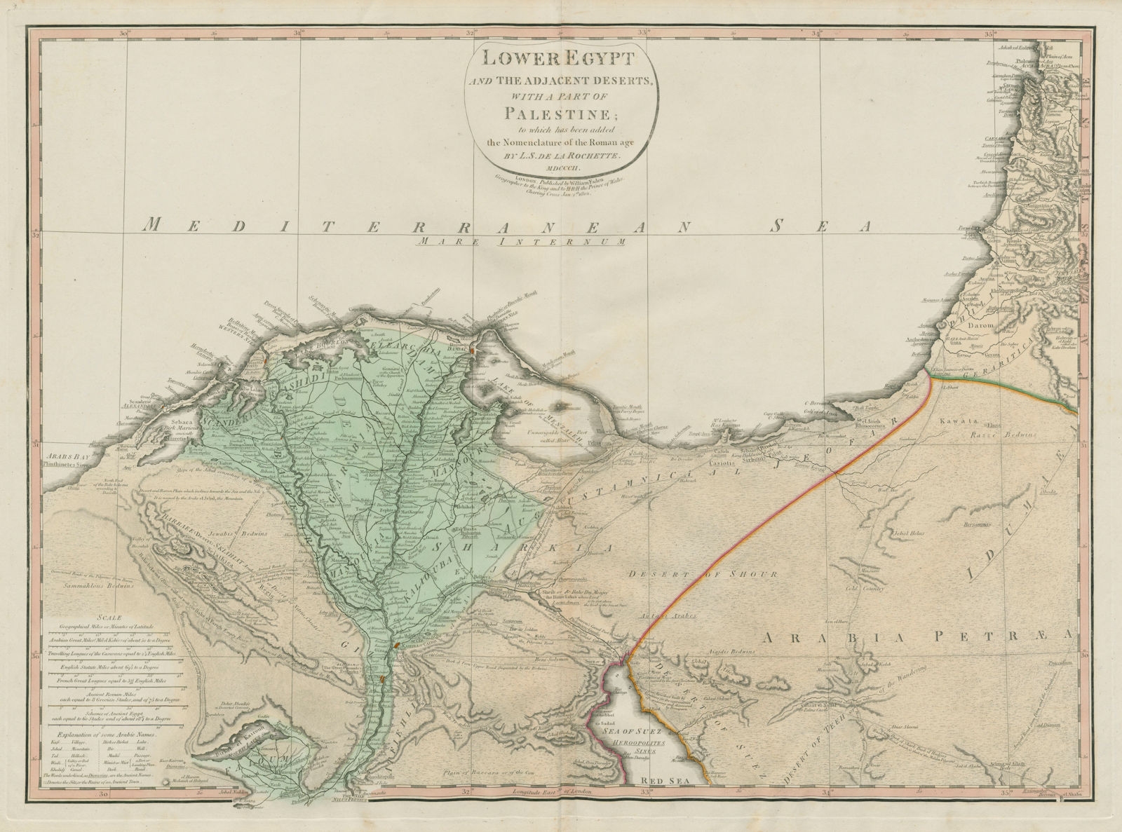Associate Product Lower Egypt & the adjacent deserts [&] Palestine… DELAROCHETTE / FADEN 1802 map