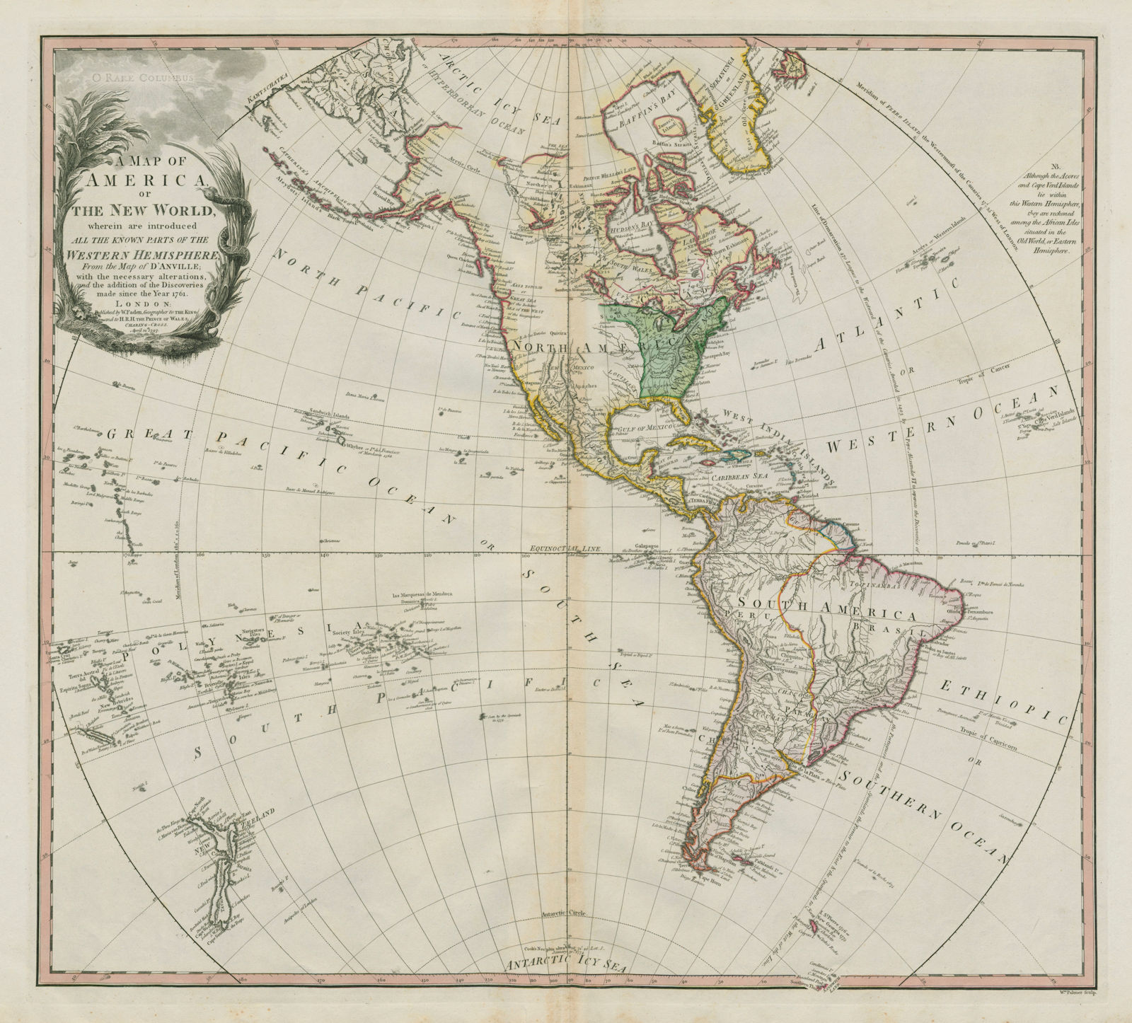 A map of America or the New World… FADEN / PALMER. British N California 1797