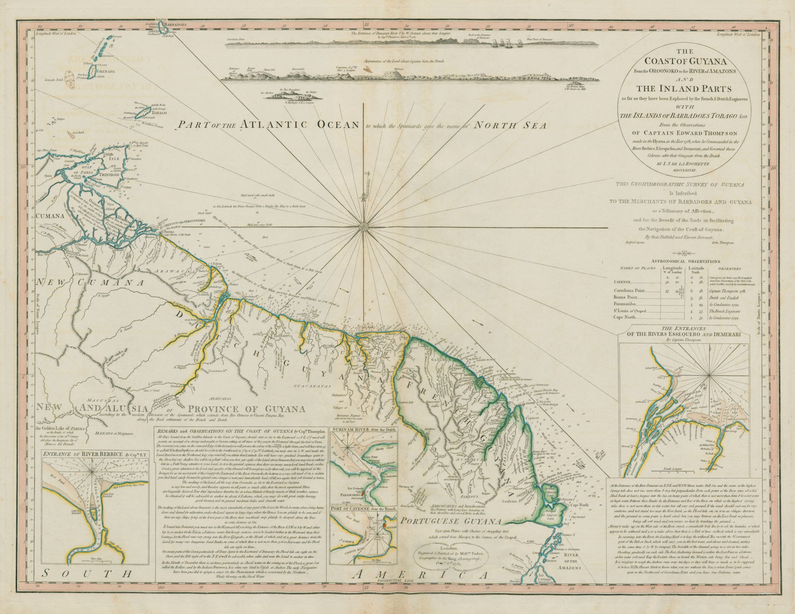 Associate Product The coast of Guyana from the Oroonoko... THOMPSON/ DELAROCHETTE / FADEN 1783 map