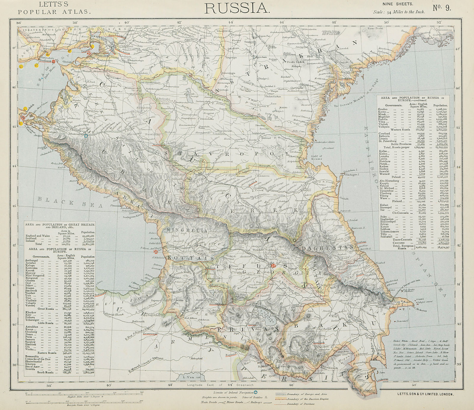 Associate Product CAUCASUS. Russia Circassia Astrakhan Georgia Azerbaijan Armenia. LETTS 1884 map