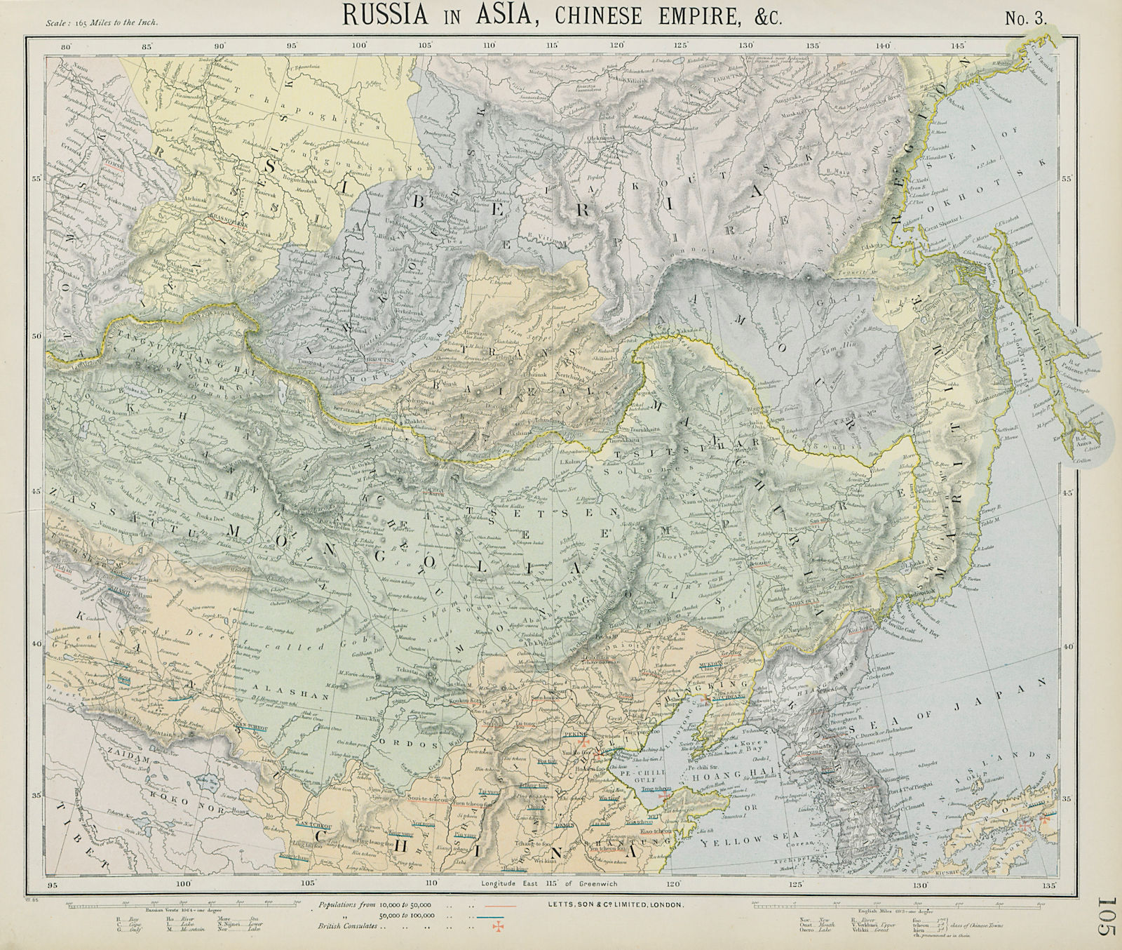 Associate Product MONGOLIA MANCHURIA RUSSIAN FAR EAST. Korea China Amur Baikal. LETTS 1884 map