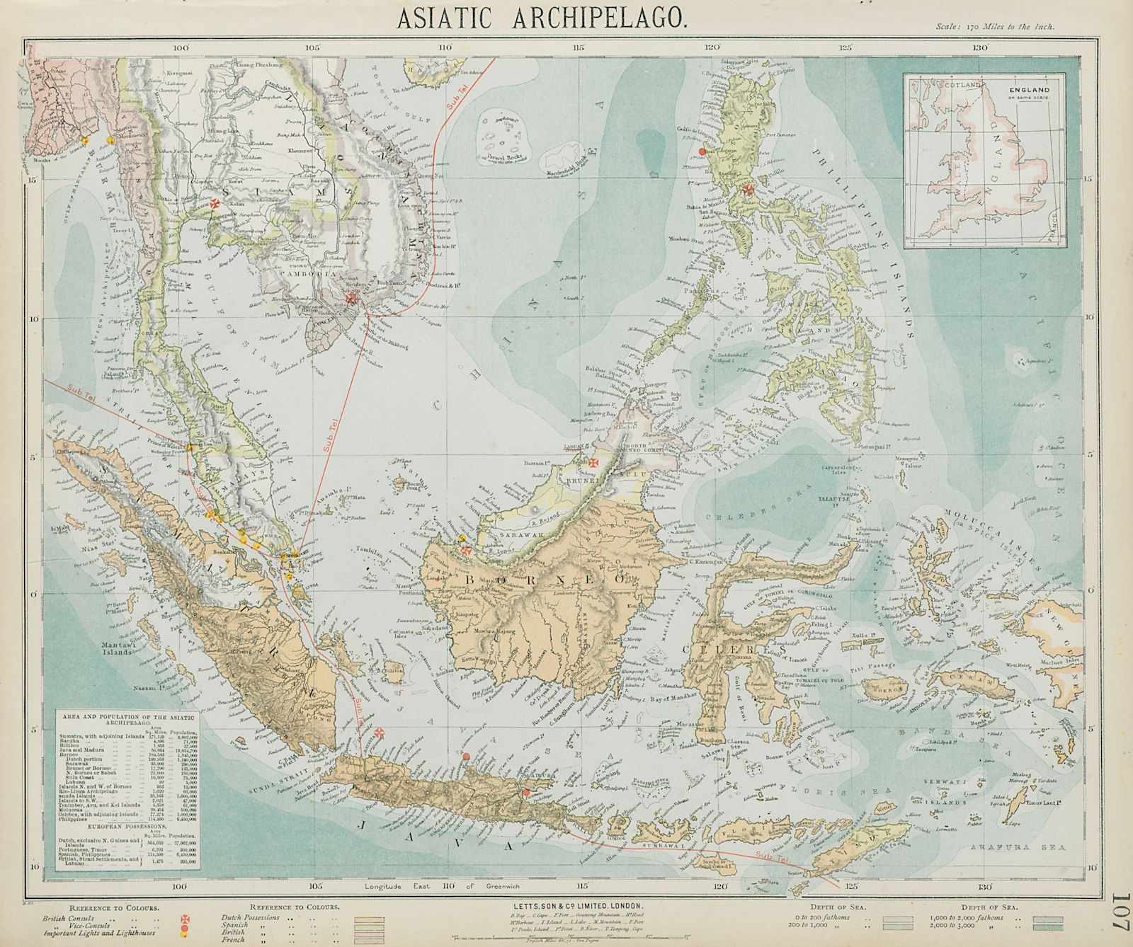 Associate Product Asiatic Archipelago. Dutch East Indies. Indochina Philippines. LETTS 1884 map