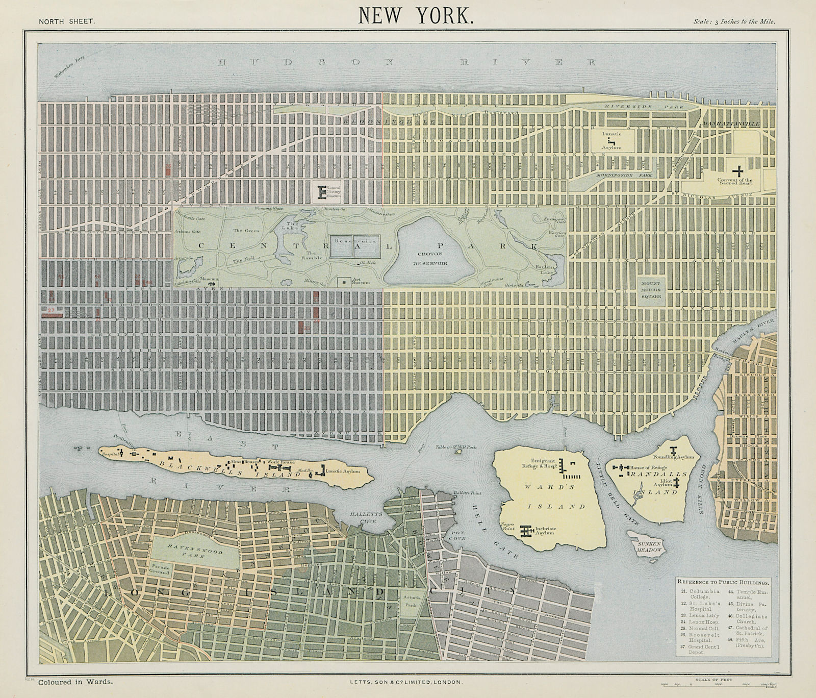Associate Product NEW YORK CITY town map plan. Lower/midtown Manhattan Brooklyn. LETTS 1884
