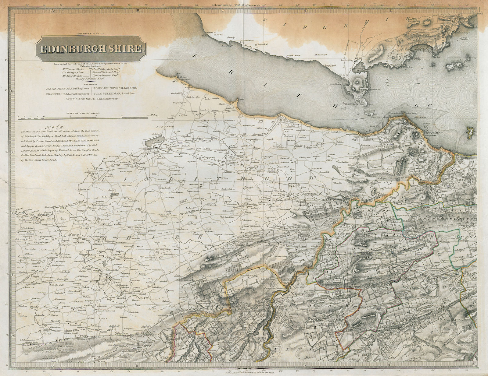 Associate Product Edinburghshire north-west. Midlothian. Linlithgow Livingston. THOMSON 1832 map