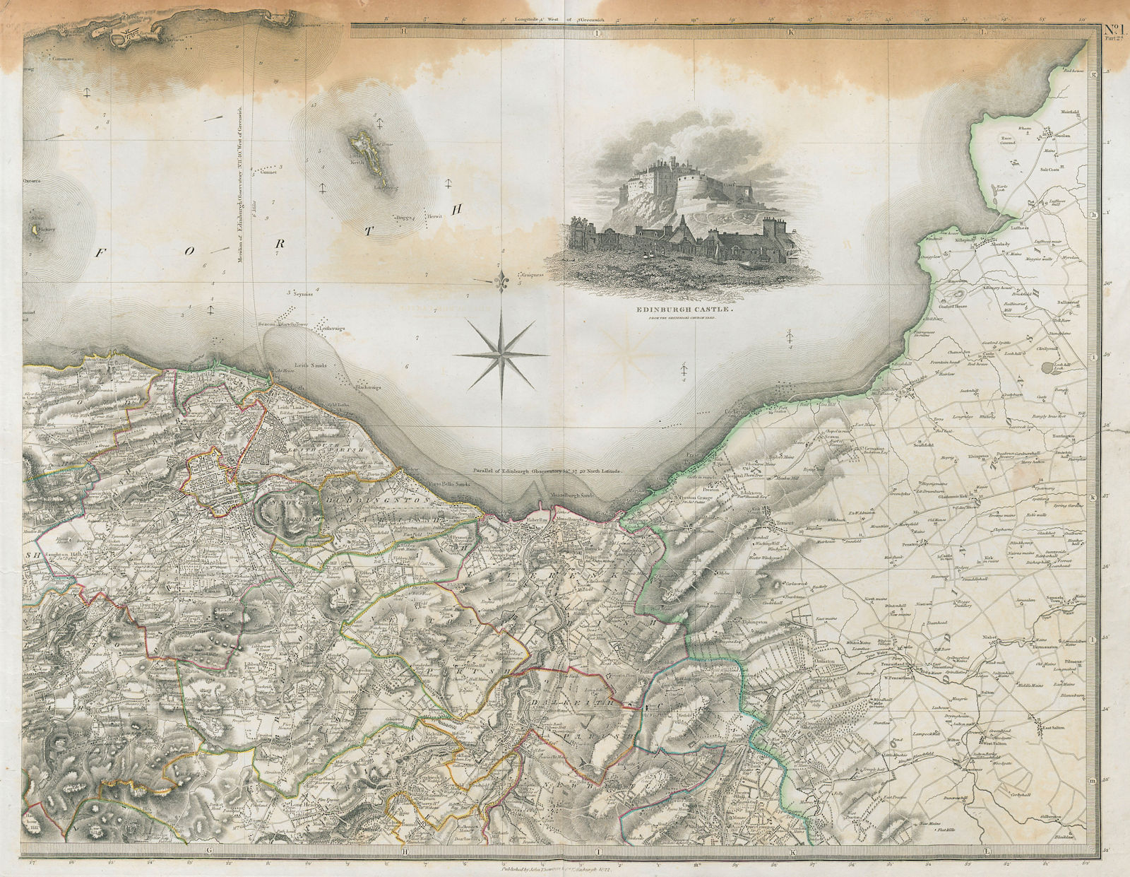 Edinburghshire north-east. Midlothian. Bonnyrigg Musselburgh. THOMSON 1832 map