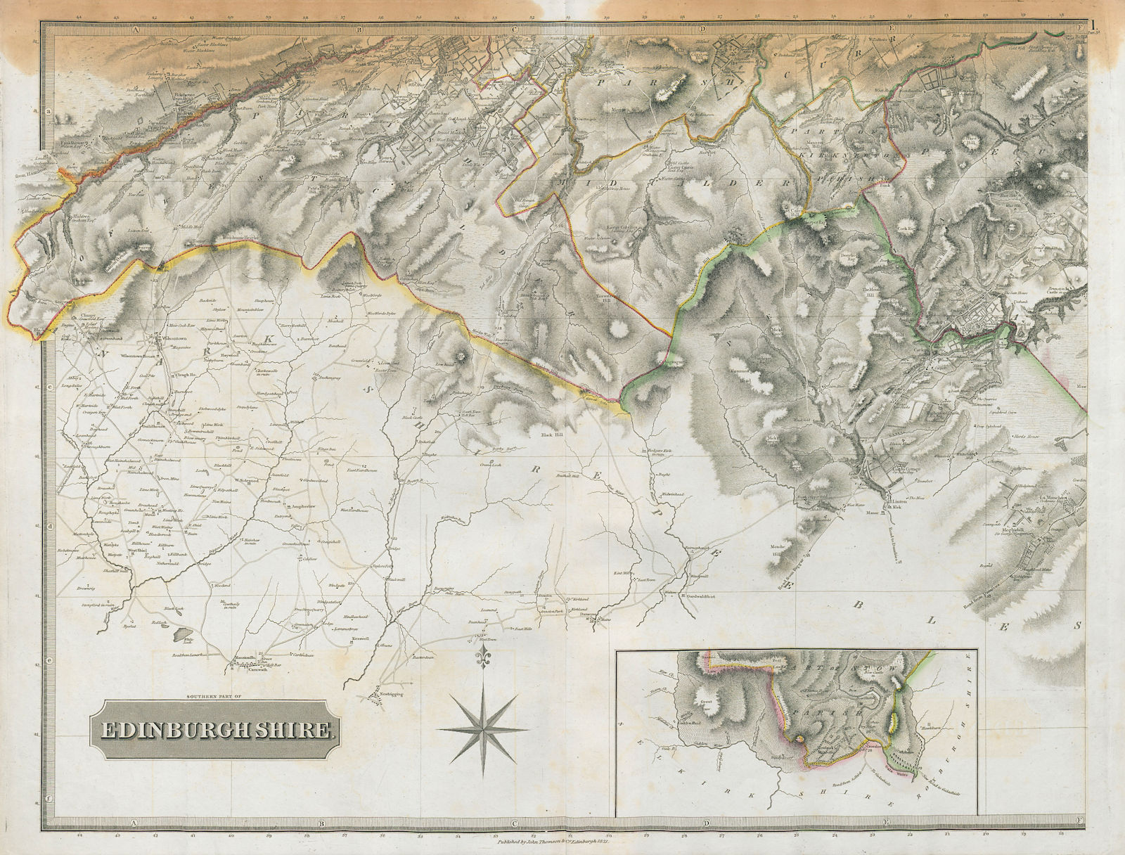 Associate Product Edinburghshire south-west sheet. Midlothian. West Linton. THOMSON 1832 old map