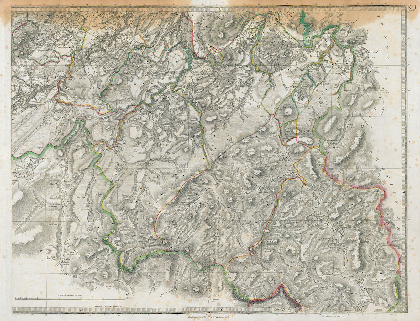 Edinburghshire south-east sheet. Midlothian. Penicuik. THOMSON 1832 old map