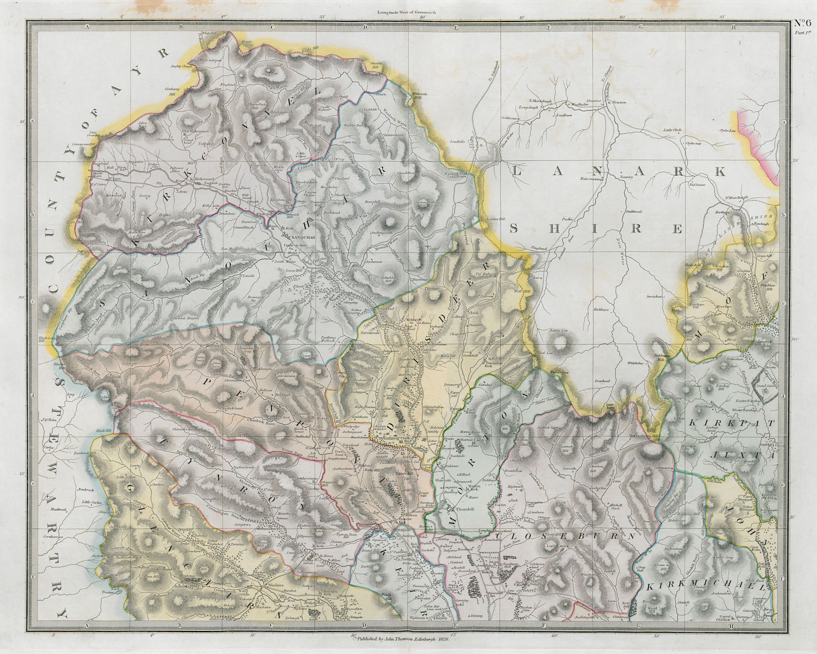 Associate Product Dumfrieshire north-west sheet. Sanquhar Thornhill Kirkconnel. THOMSON 1832 map