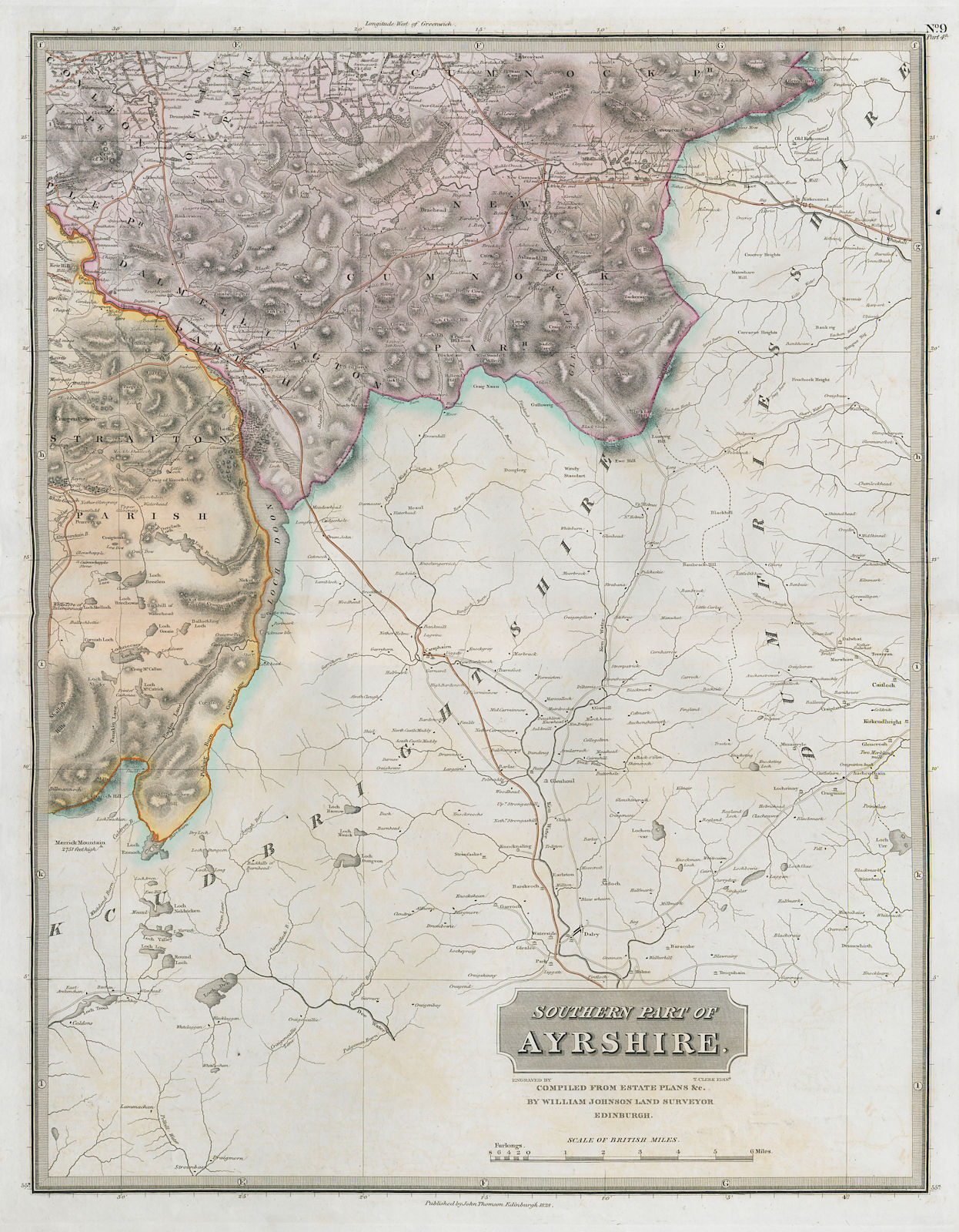Ayrshire south-east sheet. Dalmellington New Cumnock. THOMSON 1832 old map