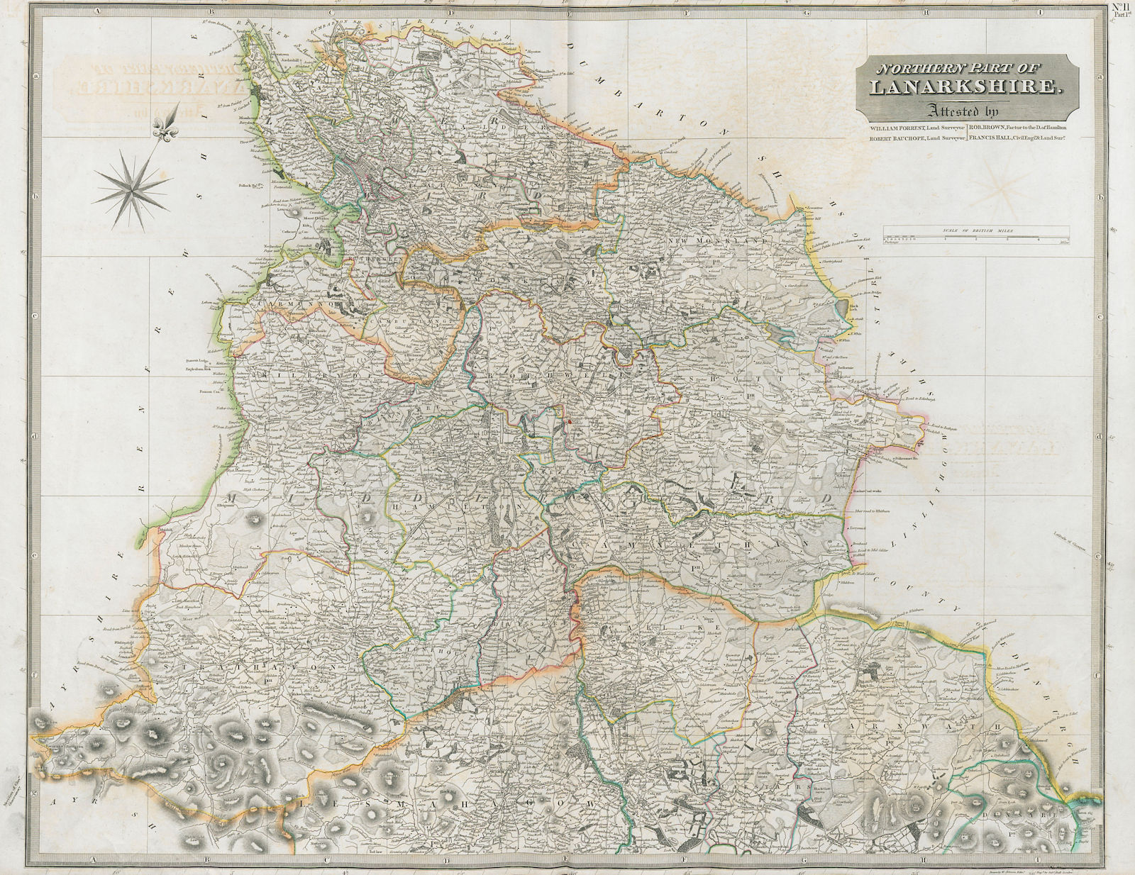 Lanarkshire north. Airdrie Motherwell Glasgow East Kilbride. THOMSON 1832 map
