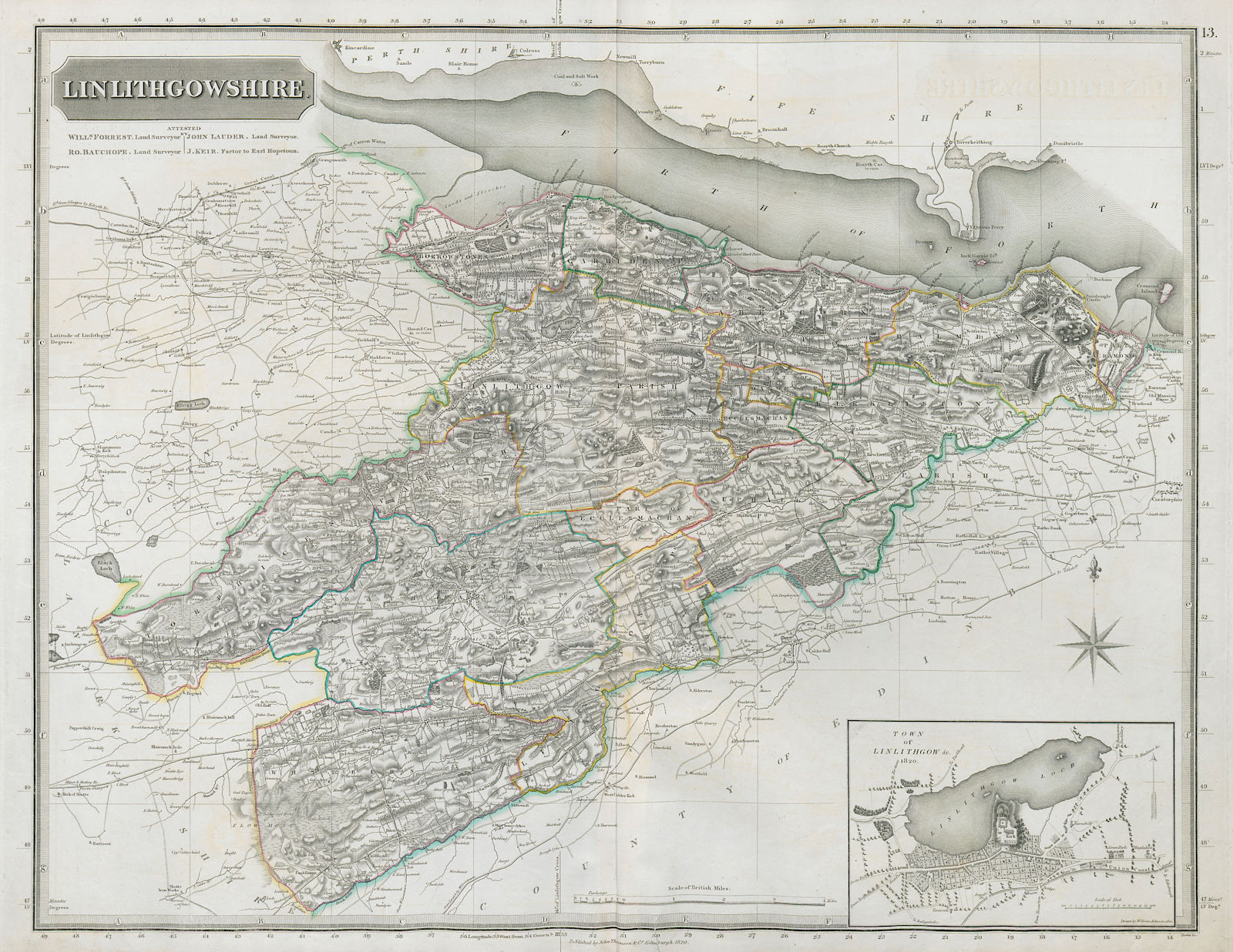 Associate Product Linlithgow shire & town plan. West Lothian. Livingston Falkirk. THOMSON 1832 map