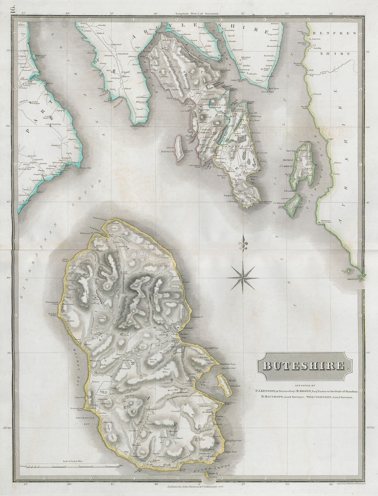 Buteshire. Isle of Arran. Scotland. Machrie Whiting Bay Lamlash THOMSON 1832 map